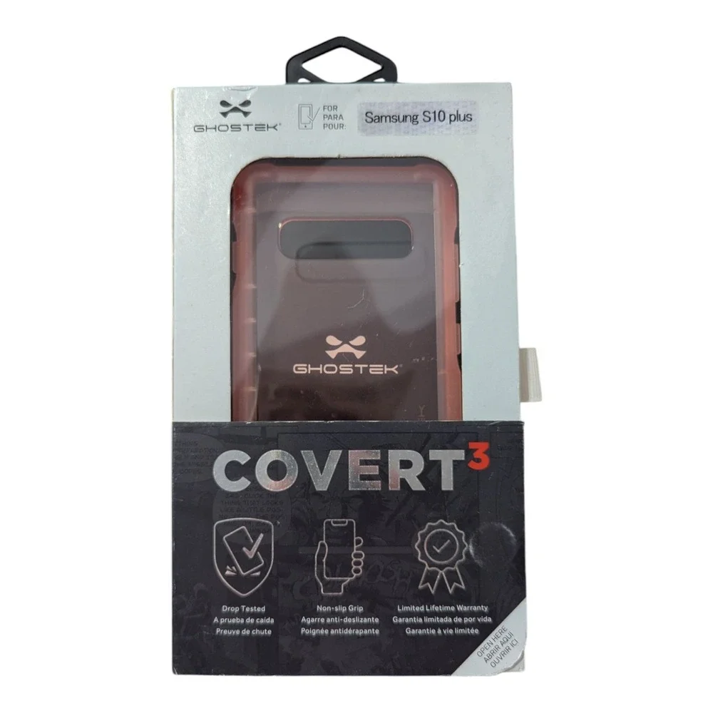 O7. Ghostek Covert3 Non-slip Grip Case for Samsung S10 Plus -‎ Clear Neon Pink